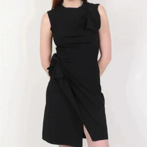Diane Von Furstenburg black silk bow  tie mini dress